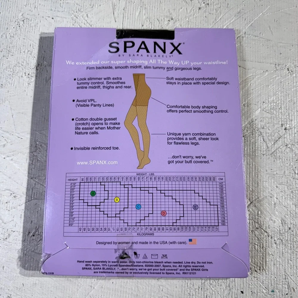 Spanx All The Way Up High Waist Pantyhose Size C Black Shaping Hosiery NWT